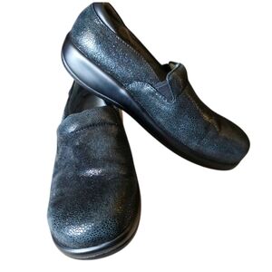 Dansko Shimmery Black Leather Comfort Slip On Shoes Size 40 Walking Casual